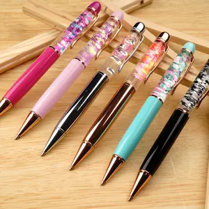 कस्टम अनुसिन ग्लिटर धातु विज्ञापन उपहार पेन घूर्णन बॉलपोटपेन तेल पेन