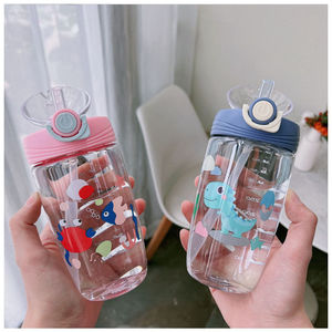 ขวดน้ำพลาสติกสำหรับเด็กพร้อมหลอดดูด ฝาเปิดแบบพลิก ลายการ์ตูน ปลอดสาร BPA พกพาสะดวก สำหรับเด็กนักเรียน ใช้ในช่วงฤดูร้อน - Product Image 3