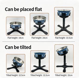 Yeni Panda Baskılı Evcil Hayvan Köpek Mama Kabı Standı Yüksekliği Ayarlanabilir Devrilmeyi Önleyici Yüksek Ayaklı Orta ve Büyük Boy Köpekler için Eğimli - Product Image 2