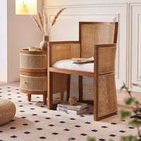 Fauteuil simple en bois massif de style nordique avec accoudoirs, mobilier doux pour salon, chaise longue moderne en rotin pour la maison, idéal pour la détente