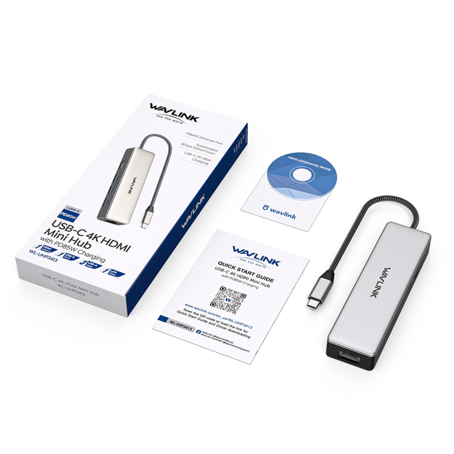 WAVLINK 6-in-1 USB C Hub 4K@30Hz HDMI 100W Power Delivery Adapter C Docking Station for MacBook Pro/Air/Thunderbolt 3/Type C