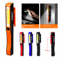 Lampe de travail LED rechargeable avec logo personnalisé, lampe torche COB avec clip magnétique, charge USB, lampe de poche, lampe d'inspection