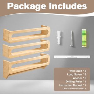 Estantería colgante de madera de bambú flotante de 4 niveles con diseño resistente al agua para dormitorio de estudio de bebé-Almacenamiento de joyas y herramientas - Product Image 5
