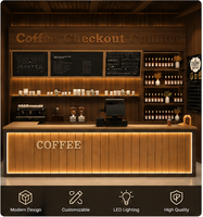 Comptoir de réception moderne et écologique en MDF durable pour café, avec éclairage LED, taille personnalisable, idéal pour hôtels et centres commerciaux