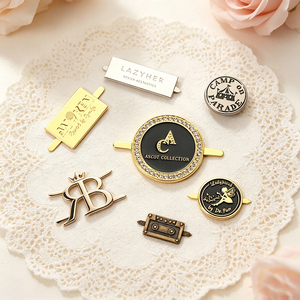 fashion bikini swimwear brand logo metal tag washable plated <b>gold</b> custom logo metal clothing label metal logo for <b>clothes</b> - Product Image 5