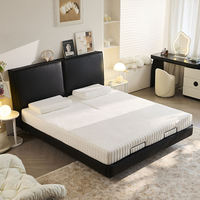 Smart Electric Adjustable Bed Leather Upholstery Pine Wood Frame | Massage LED Lights Wireless Charging Zero Gravity Sleep