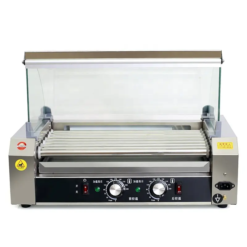 Commercial Food in strips Hot Dog Grill 5-11 Rollers Automatic Rotary Party Food Hot Dog Making Machine Sausage Roaster