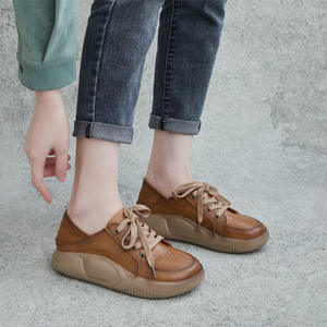 Nouvelles chaussures décontractées à plateforme compensée en PU, style britannique, à bout ouvert et lacets, antidérapantes, tendance mode printemps - Product Image 2