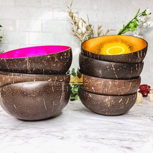 Rustic Handmade Lacquer <b>Coconut</b> <b>Shell</b> Bowls Eco-Friendly Natural Fruit Bowls Sustainable Kitchenware - Product Image 6