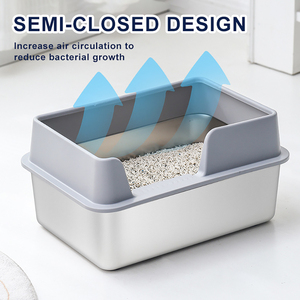 High Sided Open <b>Cat</b> Litter <b>Box</b> Anti-Splash Metal <b>Cat</b> Litter <b>Box</b> Large Metal - Product Image 4