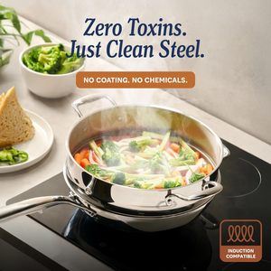 Kitchenware Professional Stainless Steel Non-Stick Saute Pan with Lid 28cm <b>Induction</b> Glass Lid Frypan - Product Image 2