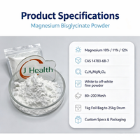 JULYHEALTH Fournisseur de Bisglycinate de Magnésium de Qualité Alimentaire, Poudre de Bisglycinate de Magnésium à 11% de Magnésium