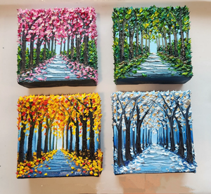Moderne 3D Couteau Lourd Peintures <span class=keywords><strong>Paysage</strong></span> Printemps Eté Automne <span class=keywords><strong>Hiver</strong></span> Quatre Saisons Maison Mur Art Décor <span class=keywords><strong>Peinture</strong></span> À L'huile sur Toile - Product Image 2