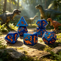 Dés de jeu polyédriques personnalisés avec logo d'usine, thème dinosaure en acrylique, multicolores, pour D&D RPG, jeu de dés de société