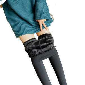 Calcetines de felpa con forro, opacos, de cintura alta, térmicos, sin pie, tipo leggings, pantalones, medias, pantimedias para mujer - Product Image 1