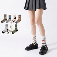 Chaussettes pour femmes, bas d'été respirants sans couture mi-mollet, en coton/nylon/spandex, style japonais vintage, rayées, design tendance