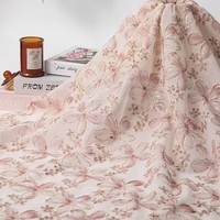 Vente directe usine Nouveau tissu en dentelle tricotée et brodée DIY, motif floral bégonia teint, 100% acrylique, résistant à l'abrasion, pour filles