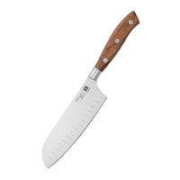 Couteau Santoku multifonction de 7 pouces en acier inoxydable 3Cr13 avec manche ergonomique en bois, conçu pour une utilisation longue durée