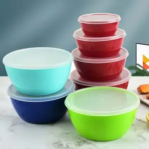 공장 가격 식품 보관함 용기 세트 신선한 보관 상자 준비 샐러드 믹싱 그릇 플라스틱 서빙 그릇