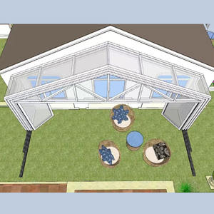 Villa moderne de luxe <span class=keywords><strong>sur</strong></span> <span class=keywords><strong>mesure</strong></span> de haute qualité <span class=keywords><strong>avec</strong></span> patio extérieur en aluminium en forme de pyramide, petite maison en verre <span class=keywords><strong>avec</strong></span> toit en verre trempé - Product Image 2