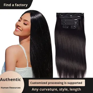 Set de Peluca con Clip de Encaje Personalizado, Extensiones de Cabello Largo y Liso para Mujer, Permanente, Shandong - Product Image 3