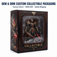 Boîte de présentation personnalisée pour figurines de collection, emballage cadeau en carton avec fenêtre et gaufrage à chaud or, pour figurines d'action et boîtes mystères (OEM)