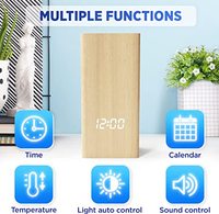 Organisateur d'accessoires de bureau Organisateur de bureau multifonctionnel en bambou Porte-stylos numérique avec affichage de la température et calendrier