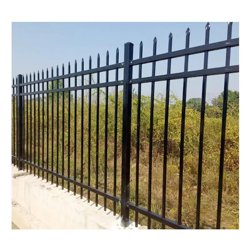 Pabrik disesuaikan keamanan logam baja galvanis anti-memanjat pagar titik tombak panah tekanan atas pagar olahraga alam