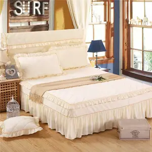ชุดกระโปรงเตียงปักลายลูกไม้สไตล์ยุโรปหรูหรา,ผ้าคลุมเตียงขนาดควีนชุดเครื่องนอนผ้าฝ้ายสำหรับโรงแรม
