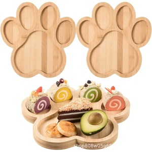 Plateau créatif en bois en forme de patte de chat, couleur bois naturel, pour servir desserts, fruits, repas d'enfants, vaisselle de fête - Product Image 1