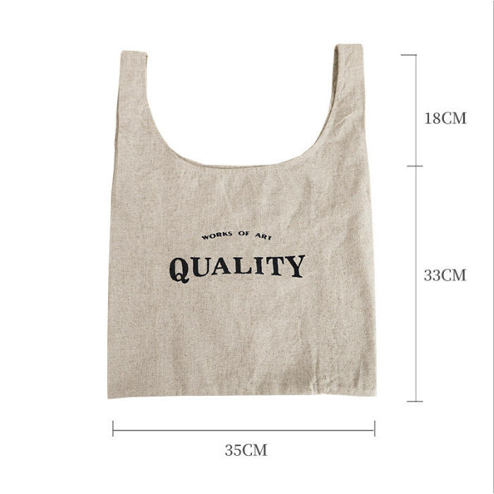 ถุงเก็บของผ้าฝ้ายและผ้าลินินเป็นมิตรกับสิ่งแวดล้อม ดีไซน์ลายตัวอักษร 35*51 ซม