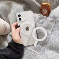 Étui magnétique transparent d'usine pour iPhone 16 15 14 Pro, design simple, compatible avec la charge sans fil, étui pour téléphone portable