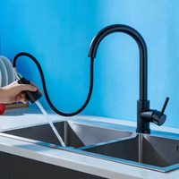 Robinet de cuisine professionnel en acier inoxydable brossé avec douchette extractible et mitigeur monocommande