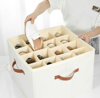 Boîte à chaussures pliable en tissu avec poignée, anti-poussière, anti-humidité, organiseur de rangement de chaussures divisé pour placard