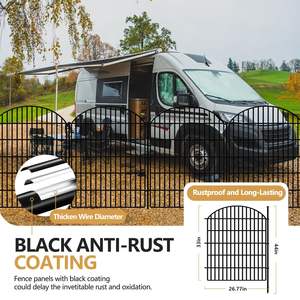 Valla decorativa de 15 paneles para jardín, VALLA DE Metal sin cavar, valla para perros para patio al aire libre, estacas para suelo de animales a prueba de herrumbre, barrera de borde de Panel - Product Image 4