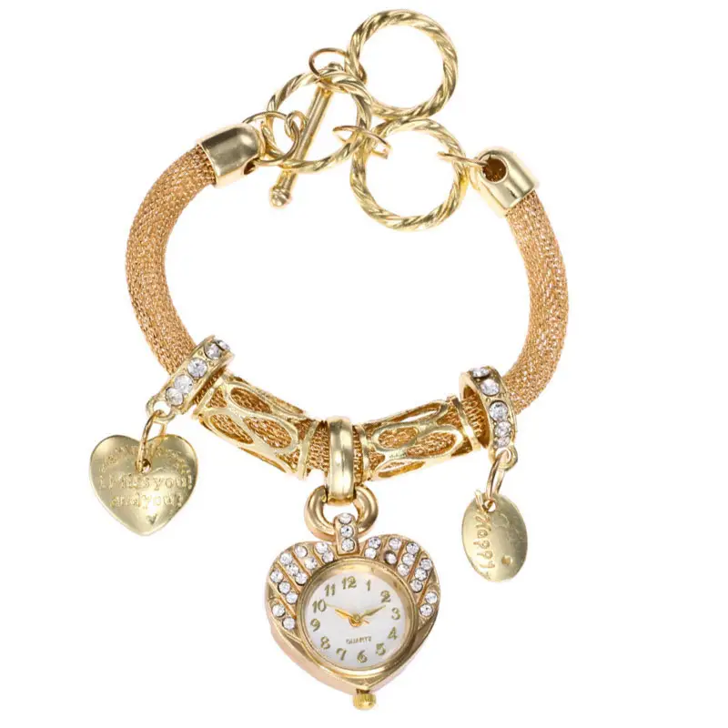 Relógio de pulso feminino, pulseira do amor complexa de estilo europeu e americano