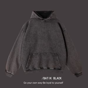 Pull-over à capuche surdimensionné XL pour hommes, en coton lourd, impression personnalisée, motif uni, vente en gros - Product Image 5