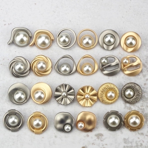 Multi Style <strong>Custom</strong> Shank <strong>Buttons</strong> Metal Alloy Golden Pearl <strong>Buttons</strong> for Clothes - Product Image 4