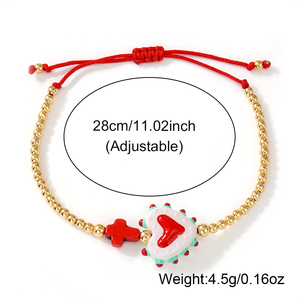 Go2boho bracciale a cuore colorato con perline con fascino incrociato, <span class=keywords><strong>gioielli</strong></span> con cordino in macramè per donne e ragazze, regolabili - Product Image 6