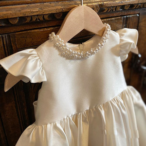 Abito da Principessa in Raso <span class=keywords><strong>Elegante</strong></span> per Bambina, Vestito per Primo Compleanno, Outfit Floreale in Stile Coreano per Bambine - Product Image 4
