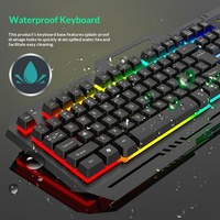 Clavier de bureau filaire FVQ307 en métal à 104 touches pour le gaming e-sport avec fente pour téléphone, rétroéclairage coloré et design en fer plaqué