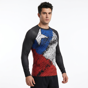 Freandy Sports Premium MMA Men's Full Sleeve Rash Guard Sublimation Print Quick Dry Polyester <b>Compression</b> <b>Shirt</b> Blue Red <b>White</b> - Product Image 3