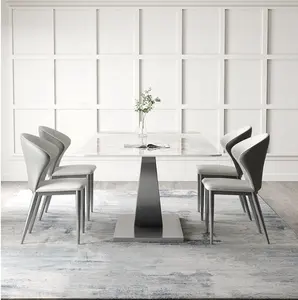 Luxo jantar italiano mesa e cadeiras 6 luxo dinning cadeiras moderno mármore sala de jantar mobiliário mesa set
