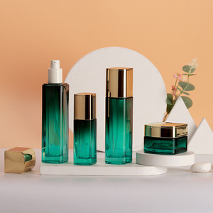 Wholesale Cosmetic Packaging Square Glass <strong>Bottle</strong> 100ml 120ml Skincare <strong>Bottles</strong> Toner Lotion 50g Cream <strong>Jar</strong> Container - Product Image 4