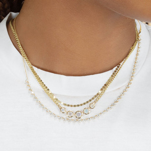 Gemnel oro vermeil 925 argento sterling pietra di luna collana a maglie graduali collane a catena cubana - Product Image 5