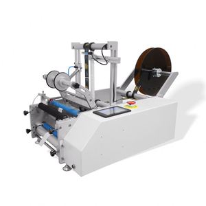 Machine d'étiquetage de bouteilles rondes semi-automatique intelligente de bureau PLC, étiquetage auto-adhésif double face, positionnement pour bouteilles de vin rouge ovales - Product Image 2