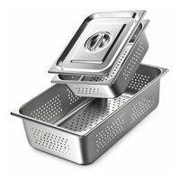 Perforierte Gastro norm pfanne Edelstahl-Gastro norm behälter mit Deckel 65mm 100mm 150mm Gn-Pfannen in Lebensmittel qualität