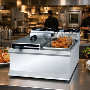 Commercial Electric Deep Fryer 25L Double Tank Double <b>Basket</b> 7.6kW for French Fries Chicken Fast Food Restaurant Catering - Product Image 6
