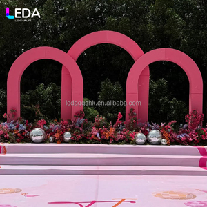 Arche de mariage LEDA rose ronde 3 pièces pour événements, décorations de fête, ensemble d'arche de mariage avec cadre en acrylique - Product Image 2