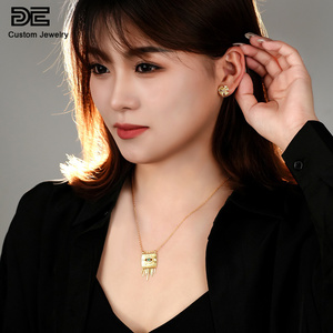Collana DE con Design Occhio del Demone, Elegante Catena con Zirconi, Gioiello in Argento Sterling 925 Placcato Oro 18K per Donne - Product Image 1